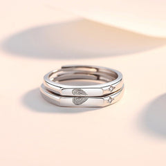 Matching Half Hearts Couple Promise Rings Set
