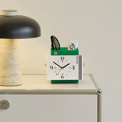 Silent Acrylic Desk Clock with Integrated Storage
