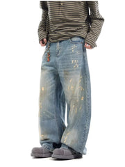 pantalone super baggy uomo con rotture