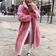Puffy pink oversized teddy coat