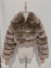Pelliccia ecologica corta full zip donna