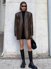 Giacca blazer oversize morbida ecopelle