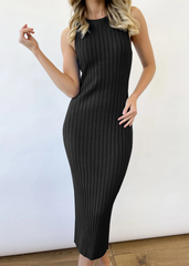 Black Casual Knit Tank Dress