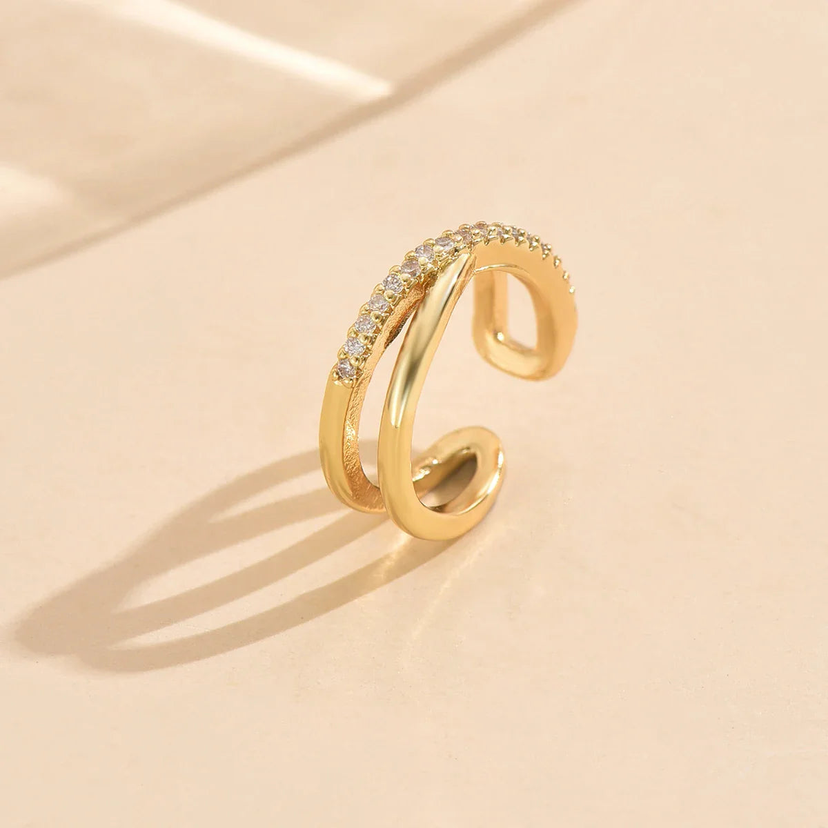 3pcs Gold Color Zircon Ear Clip Earrings Set