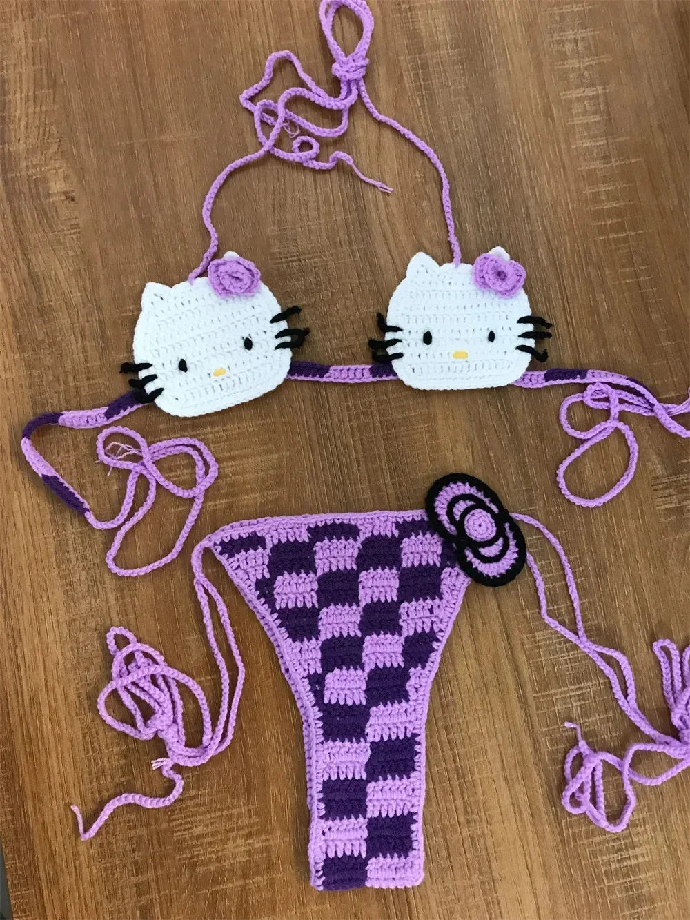 Lady's Cute Crochet Bikini Set 2 Pieces