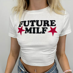 Top colors print y2k woman