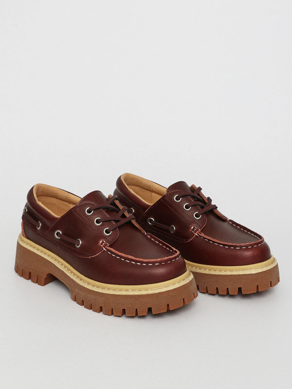 Scapra barca platform mocassino donna vera pelle Timberland inspo