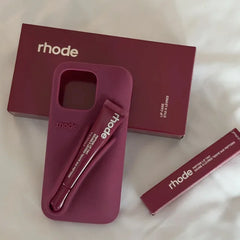 Brand RHODE Lip Gloss Case For iPhone 17 Air 16 15 14 13 12 11 Pro Max Gray Toast Espresso Ribbon Lipstick Holder Silicone Cover