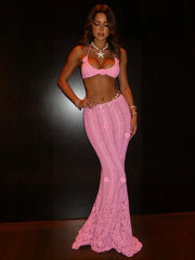 Completo Pink Crochet due pezzi