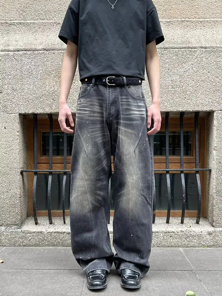 Jeans larghi Streetwear Pittura a inchiostro