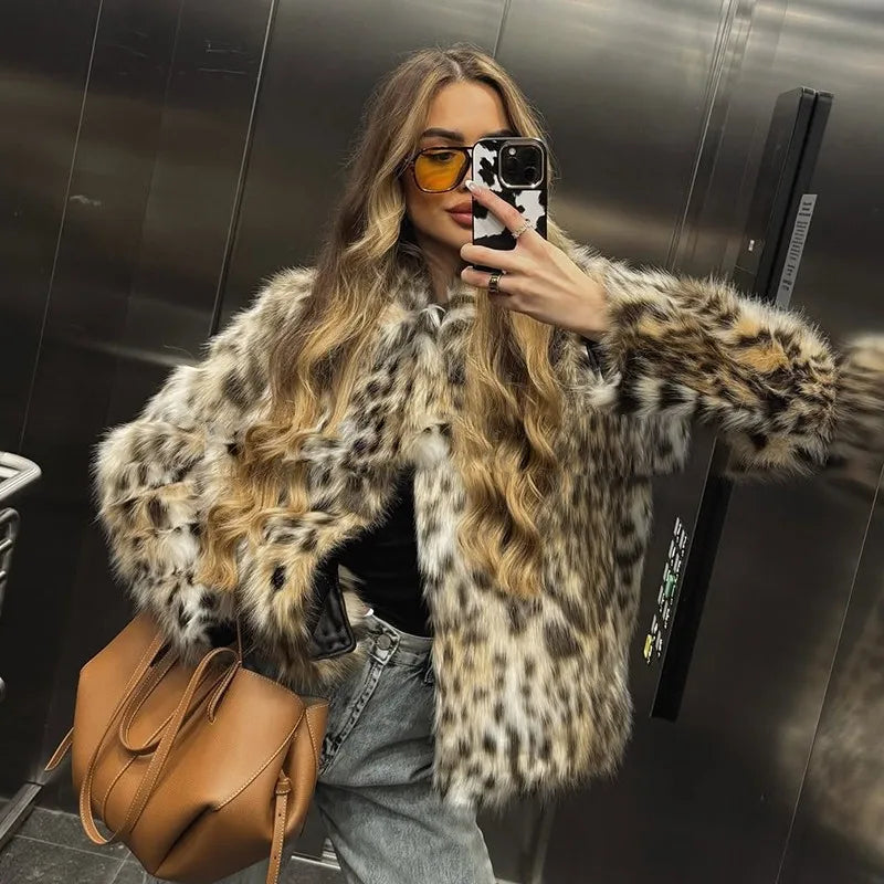 Pelliccia ecologica animalier leopard donna