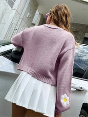 weet flower sweater cardigan loose short