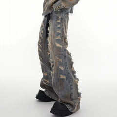 Jeans  Blu Baggy Flare  Streetwear Strappato