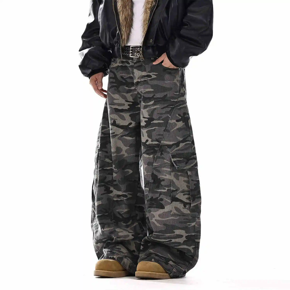 Jeans larghi mimetici