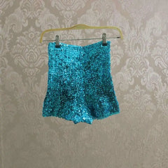 pantaloncino shorts vita alta slip paillettes glitter donna