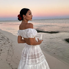 Lace Up Crop Top Skirt Sets For Women