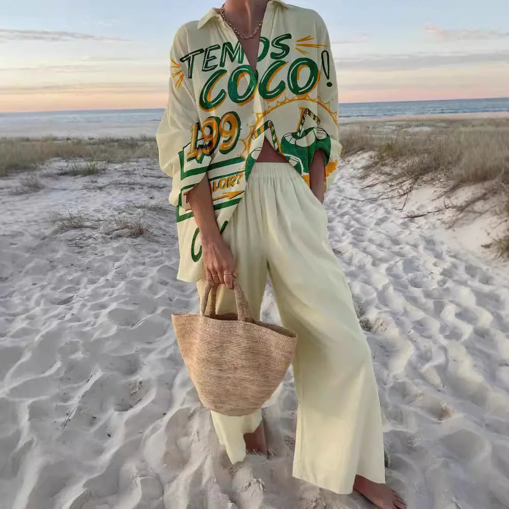 Fashion Print Beach Holiday 2-Piece Set Women