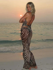 Zebra Print Top Skirt Sets For Women
