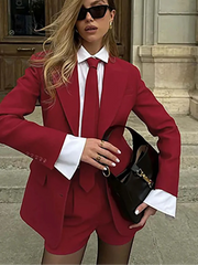 Elegant Red Women's Two Pieces Set