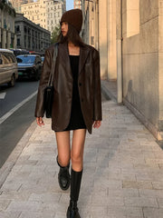 Giacca blazer oversize morbida ecopelle