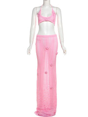 Completo Pink Crochet due pezzi