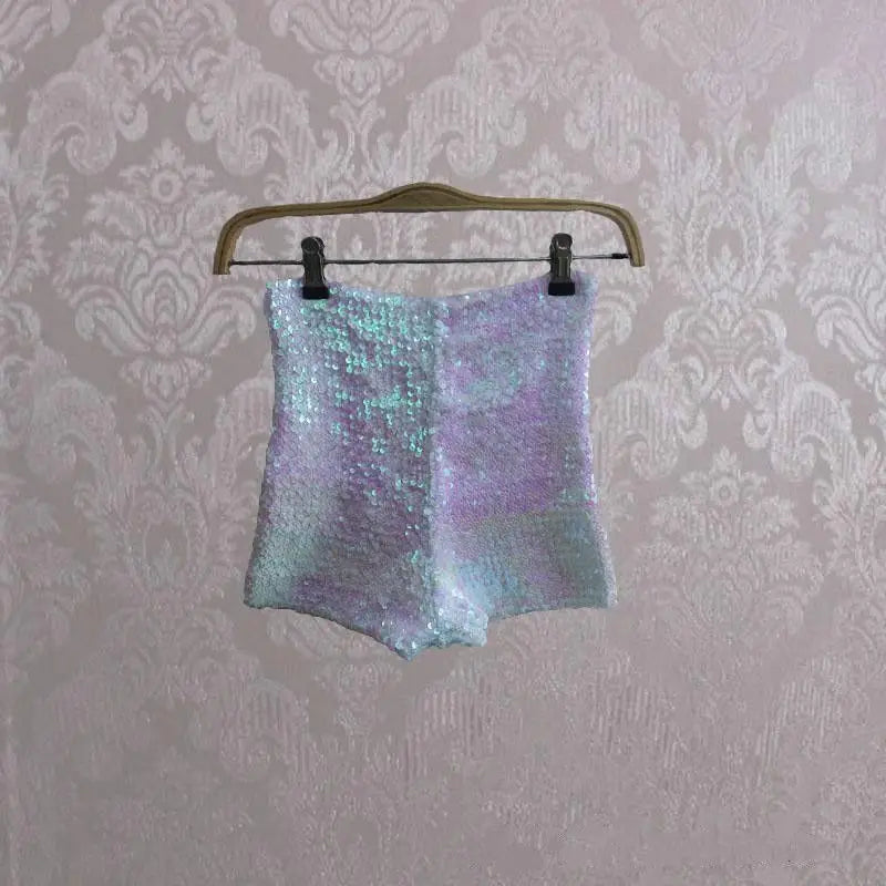 pantaloncino shorts vita alta slip paillettes glitter donna