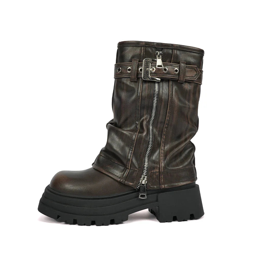 Stivale platform fullzip doppiato donna