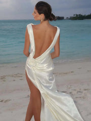 Satin Backless Sexy Maxi Dress