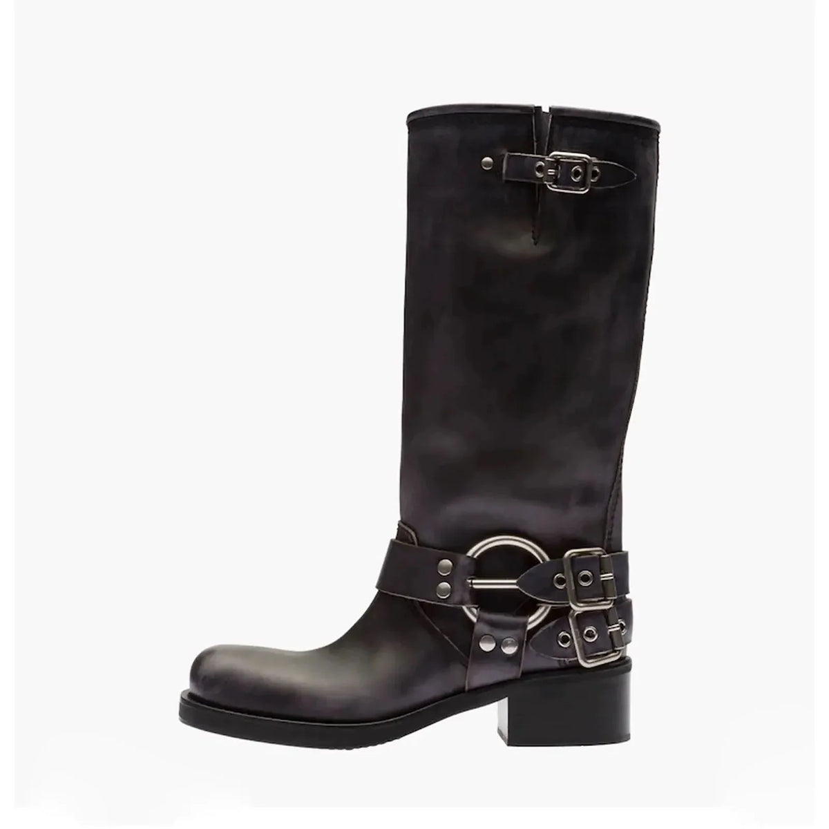 Stivale alto vera pelle donna con anello