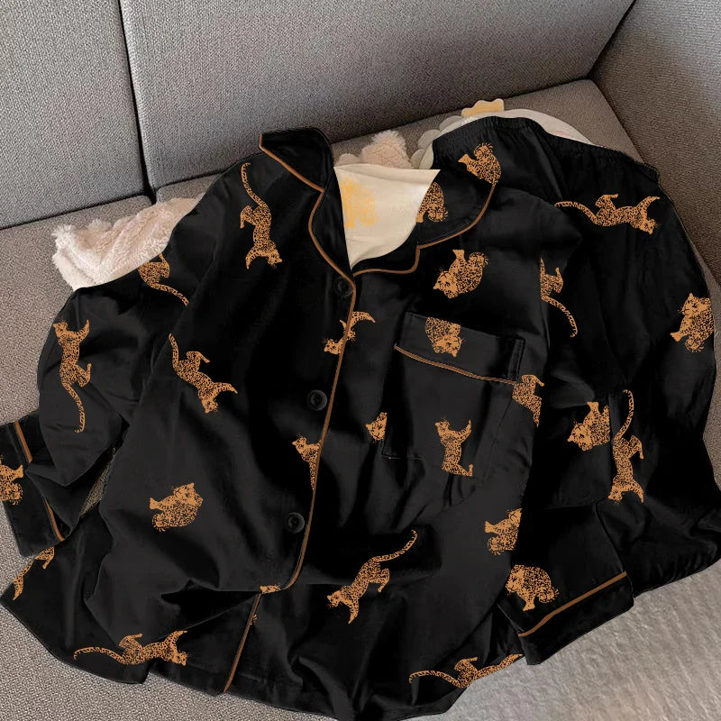 Leopard Print Women's Handsome Pajamas