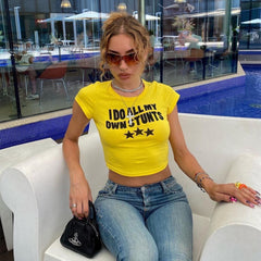 Top colors print y2k woman
