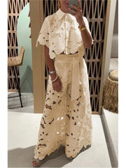 Shirt Top + Wide-leg Pants 2-piece Set
