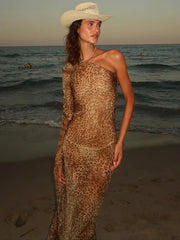 Leopard Print Maxi Dress Women