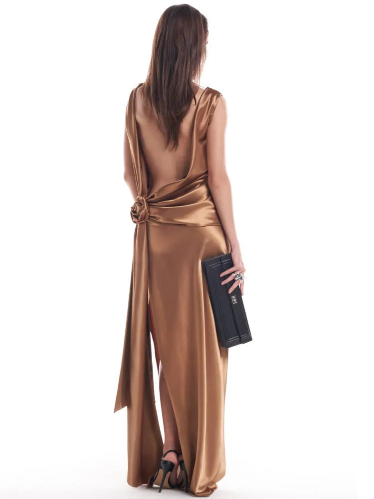 Satin Backless Sexy Maxi Dress