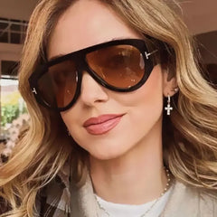 Vintage Wide Leg Oval Sunglasses occhiale sole unisex