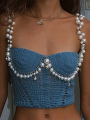 Crochet Crop Vest Shorts Sets Women
