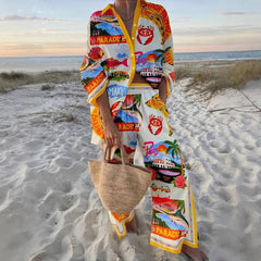 Fashion Print Beach Holiday 2-Piece Set Women