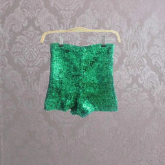 pantaloncino shorts vita alta slip paillettes glitter donna