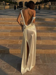 Satin Backless Sexy Maxi Dress