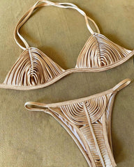 Braided Rope Bandage Stripes Brazilian Bikini Swimwear