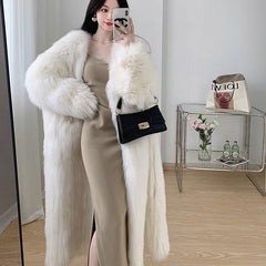 Cappotto lungo eco pelliccia donna