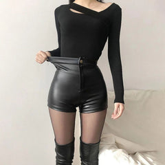 Women's high-waisted skinny shorts