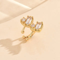 3pcs Gold Color Zircon Ear Clip Earrings Set