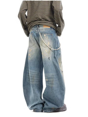 pantalone super baggy uomo con rotture