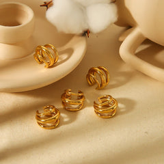 18K Gold Color Stainless Steel Multilayer Ear Clip