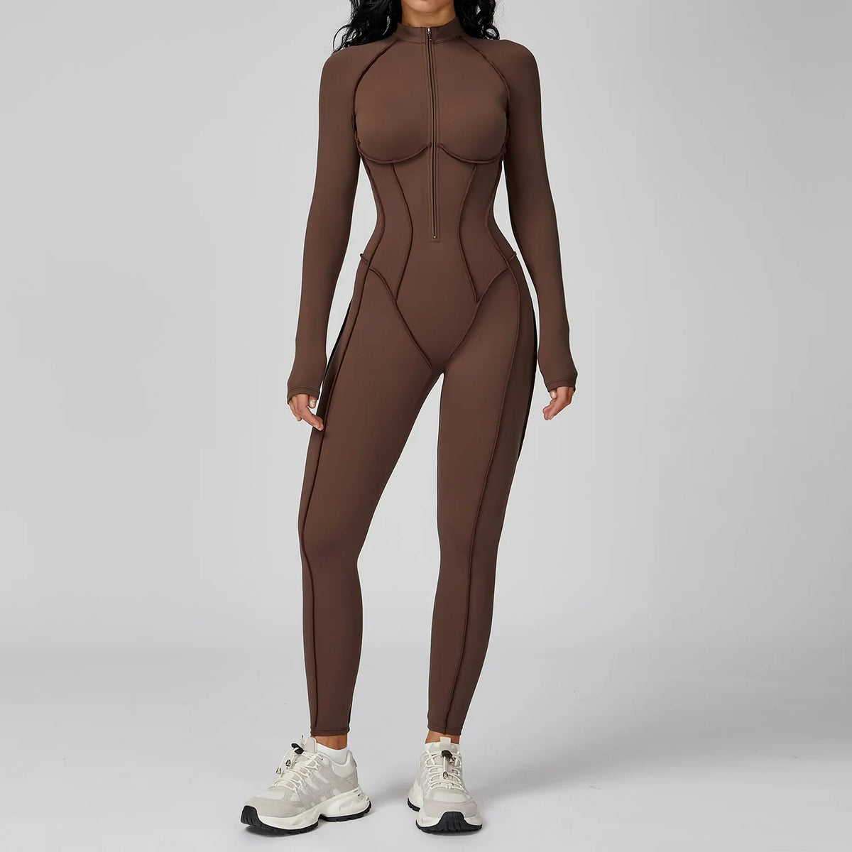 Yoga Bodysuit Long Sleeved Women's Tracksuits Gym Zipper tuta donna zip