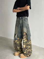 Camouflage Patchwork Baggy Jeans