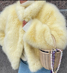 Pelliccia ecologica lemon fur donna