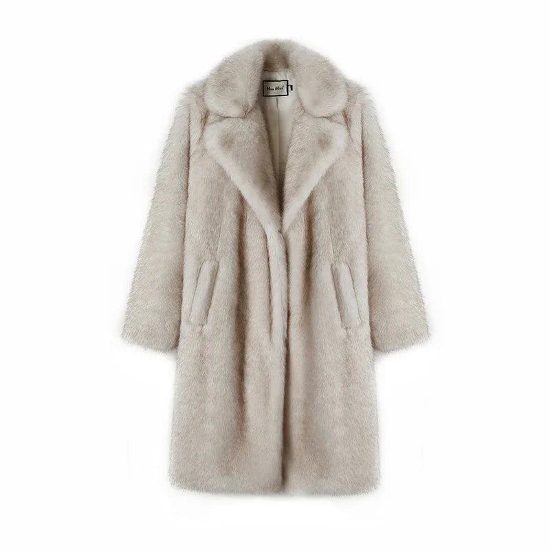 Slouchy Chic Gradient Long Eco Faux Fur Coat