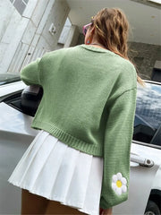 weet flower sweater cardigan loose short